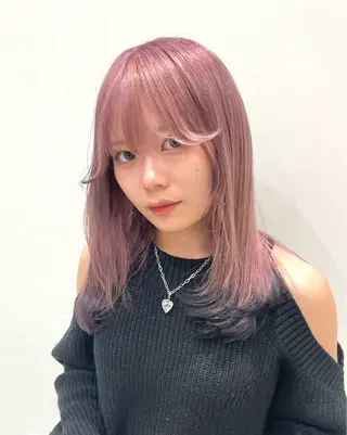 ミディアム カラー 韓国ハイレイヤー ハッシュカット特化のヘアスタイル