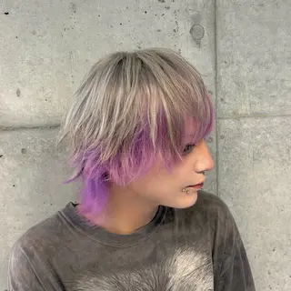 ミディアム カラー メンズ ʜᴀʀᴜᴋᴀ♱メンズ ウルフ/ブリーチのヘアスタイル