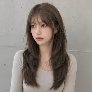 ロング カラー 盛れる顔まわりカット 髪質改善/渋谷/れんのヘアスタイル