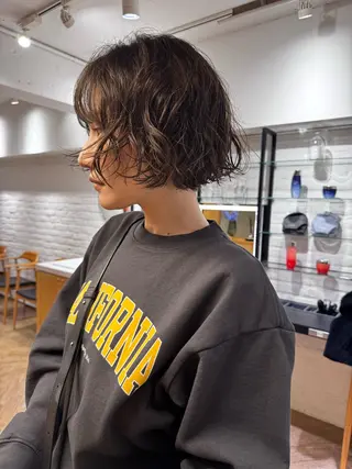 ミディアム パーマ 縮毛矯正特化型美容師 名古屋LORENハダのヘアスタイル