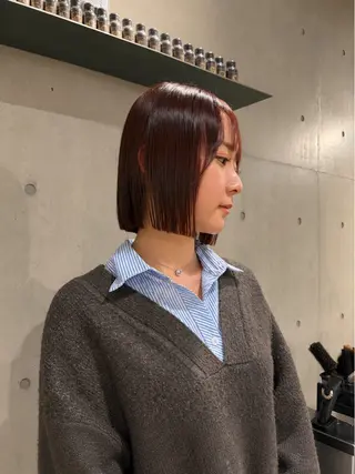 ショート カラー ヘアアレンジ ボブ艶モテカラー🫧 カリンのヘアスタイル