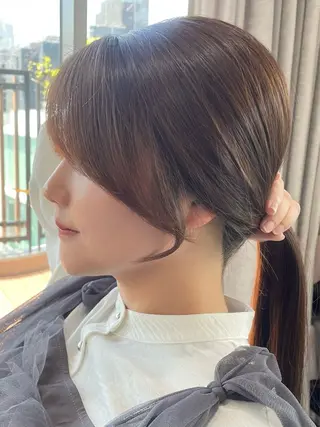セミロング ハッシュカット🖤✨ 顔周り/韓国ヘアのヘアスタイル