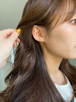 ロング カラー レイヤーカット🍏 オリーブ/ののかのヘアスタイル