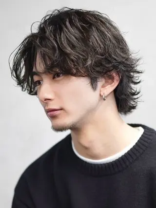 ミディアム カラー パーマ メンズ キッズ 栄💗メンズ｜似合せ パーマ｜haruのヘアスタイル