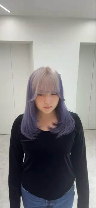 ロング カラー ヘアアレンジ ウルフカット×ハイ トーン職人🤍ゆうひのヘアスタイル