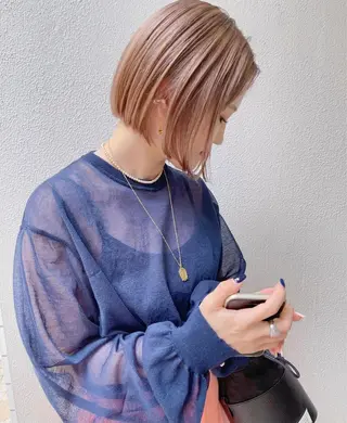 ミディアム カラー ヘアアレンジ ボブ/プツボブ tsumuguのヘアスタイル