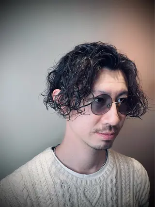 ミディアム パーマ メンズ 渋谷 YUUKIのヘアスタイル