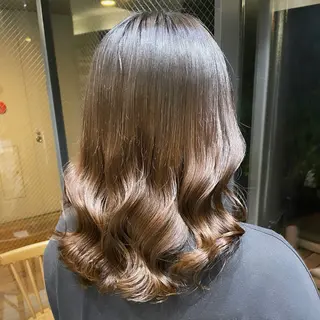 セミロング パーマ 韓国風パーマ🌿コテ 巻き風パーマ/るいのヘアスタイル