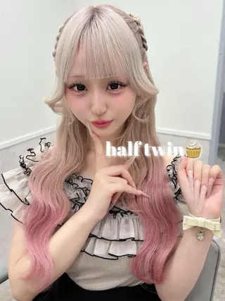 ロング 💎のぼりゆい/大須 ブリーチなしWカラーのヘアスタイル