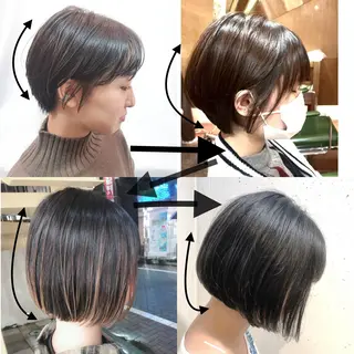 ショート ボブ/縮毛/レイヤー モトナリのヘアスタイル