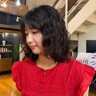 ミディアム パーマ ボブ 🌿 堀江 心斎橋 🌱りののヘアスタイル