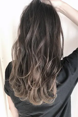 セミロング カラー パーマ ヘアアレンジ バレイヤージュ 藤沢 髪質改善 竹内ケンゴのヘアスタイル