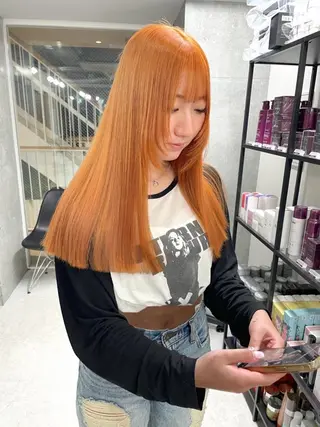 ミディアム カラー ヘアアレンジ 🌷FUKA🌷 まろやかハイトーンのヘアスタイル