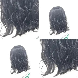 セミロング カラー パーマ ヘアアレンジ メンズ キッズ 上品＆韓国風 🥀海心🥀のヘアスタイル