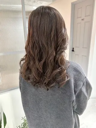 セミロング カラー パーマ 髪質改善 縮毛矯正/ レイヤー/銀座/本木のヘアスタイル
