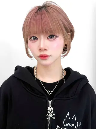 ショート カラー ヘアアレンジ 縮毛矯正🤍 盛れるボブ/ひかりのヘアスタイル