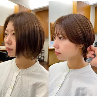ショート カラー 似合わせレイヤー/ ケアパーマ/高倉のヘアスタイル