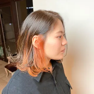 ミディアム カラー パーマ ヘアアレンジ 美髪矯正 韓国レイヤーのヘアスタイル