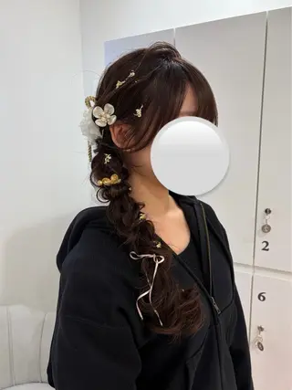 ロング ヘアアレンジ ヘアセット/レイヤー 赤み消し/はるかのヘアスタイル