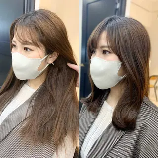 セミロング カラー パーマ ヘアアレンジ メンズ キッズ ネイル マツエク・マツパ アイブロウ 似合せレイヤー/ 柔らか透明感カラーのヘアスタイル