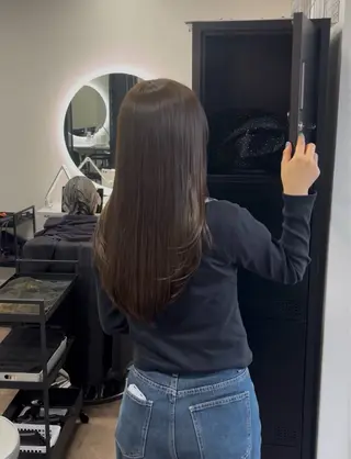 ロング カラー 本木下朋花/髪質 改善×ダブルカラーのヘアスタイル