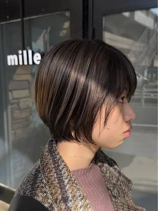 ショート カラー 透明感カラー/パーマ 🌀アオノのヘアスタイル