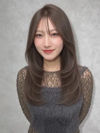 ロング 韓国グレージュ/ミ ルクティー🩶瑞稀のヘアスタイル
