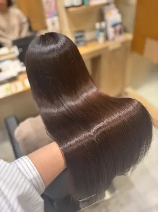 ロング 透明感グレージュ/ 縮毛矯正/静岡のヘアスタイル