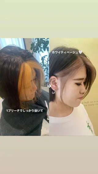 ショート カラー ハブヘアー ハブヘアーのヘアスタイル