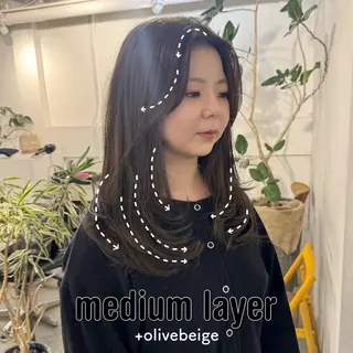 セミロング 新宿/顔周りカット +レイヤー=しずく♩のヘアスタイル