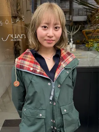ミディアム カラー パーマ 川口 雄大のヘアスタイル