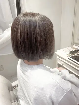 ミディアム カラー 髪質改善、パーマ 山崎純生のヘアスタイル