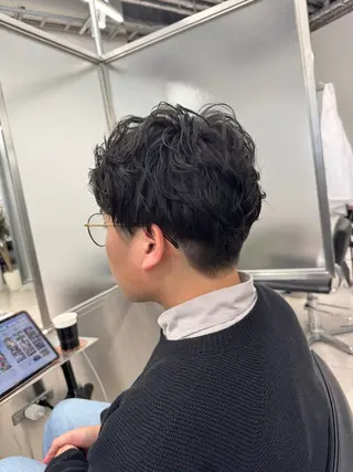 ショート パーマ メンズ 梅田茶屋町ヘッドスパ &艶カラー りほのヘアスタイル