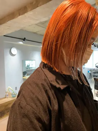 ミディアム カラー ボブパーマコテ巻き風 パーマNo1深江秀平のヘアスタイル