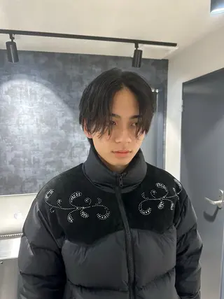 ミディアム メンズ 💈ニュアンスパーマ センターパート💈のヘアスタイル