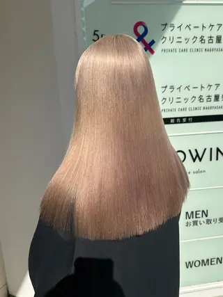 ロング カラー ハイトーン/複雑履歴 /ブリーチ/縮毛矯正のヘアスタイル