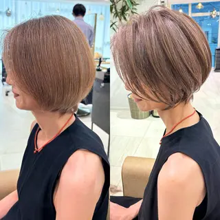 ショート カラー 【表参道】小顔ショー ト /丸みボブ/荒砂のヘアスタイル