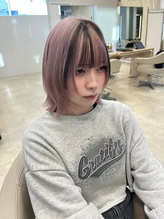 ミディアム カラー 暖色/ブリーチカラー 🎀 M i k uのヘアスタイル