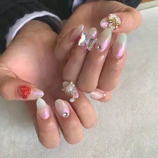 ロング gypsophila 野村のネイルデザイン