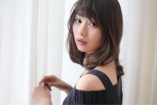 ミディアム カラー パーマ 髪質改善/韓国風 レイヤー/田村祐樹のヘアスタイル