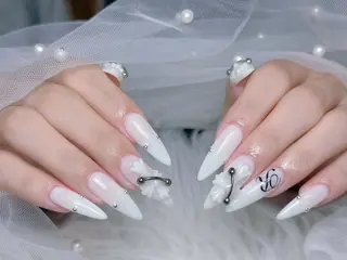 ロング カラー 波 なみのネイルデザイン