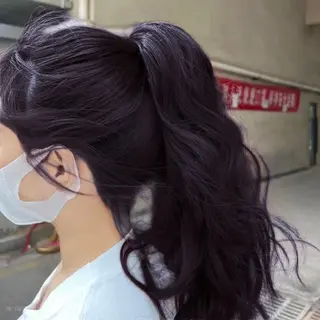 ロング カラー ラベンダー💜 グレージュ🩶のヘアスタイル