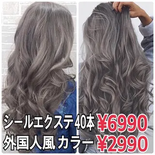 セミロング カラー パーマ ヘアアレンジ Device ディバイスのヘアスタイル