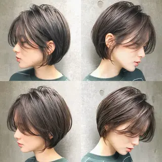 ショート カラー 小顔ショート🏅/ 透明感カラー/みらいのヘアスタイル