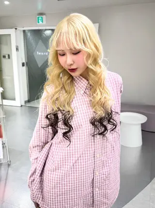 ロング カラー RIHO🎀栄 ハイトーン×顔周りのヘアスタイル
