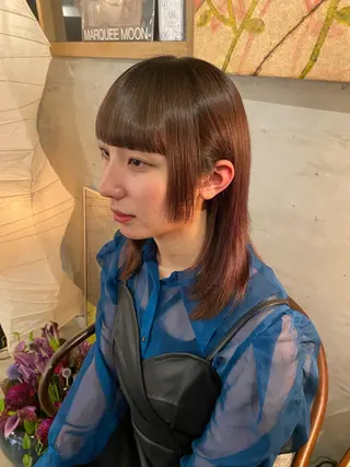 ミディアム ⭐️植田瑠菜⭐️ カラー／縮毛矯正のヘアスタイル