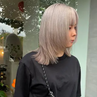 ミディアム カラー qpula misuzuのヘアスタイル