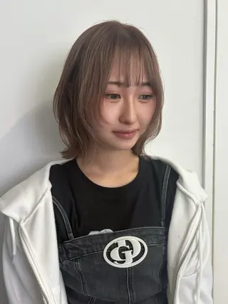 ミディアム チャコ|暖色 |ボブ•レイヤーのヘアスタイル