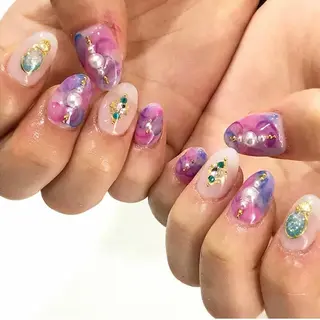 ネイル 渋谷/チップ長さ出し 👑アプレgel-xのネイルデザイン