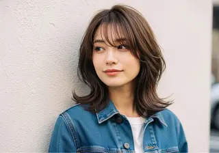 セミロング カラー 平田 七海のヘアスタイル